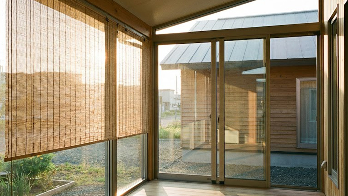 ロールスクリーンを取り入れた風除室