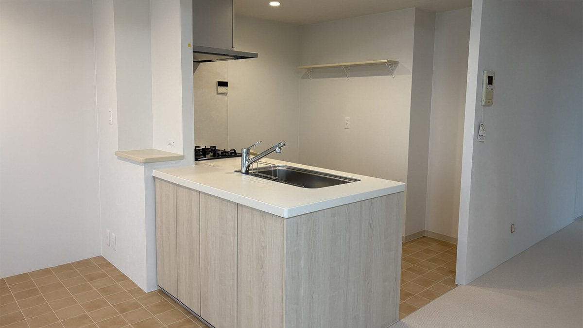 施工後のオープンキッチン