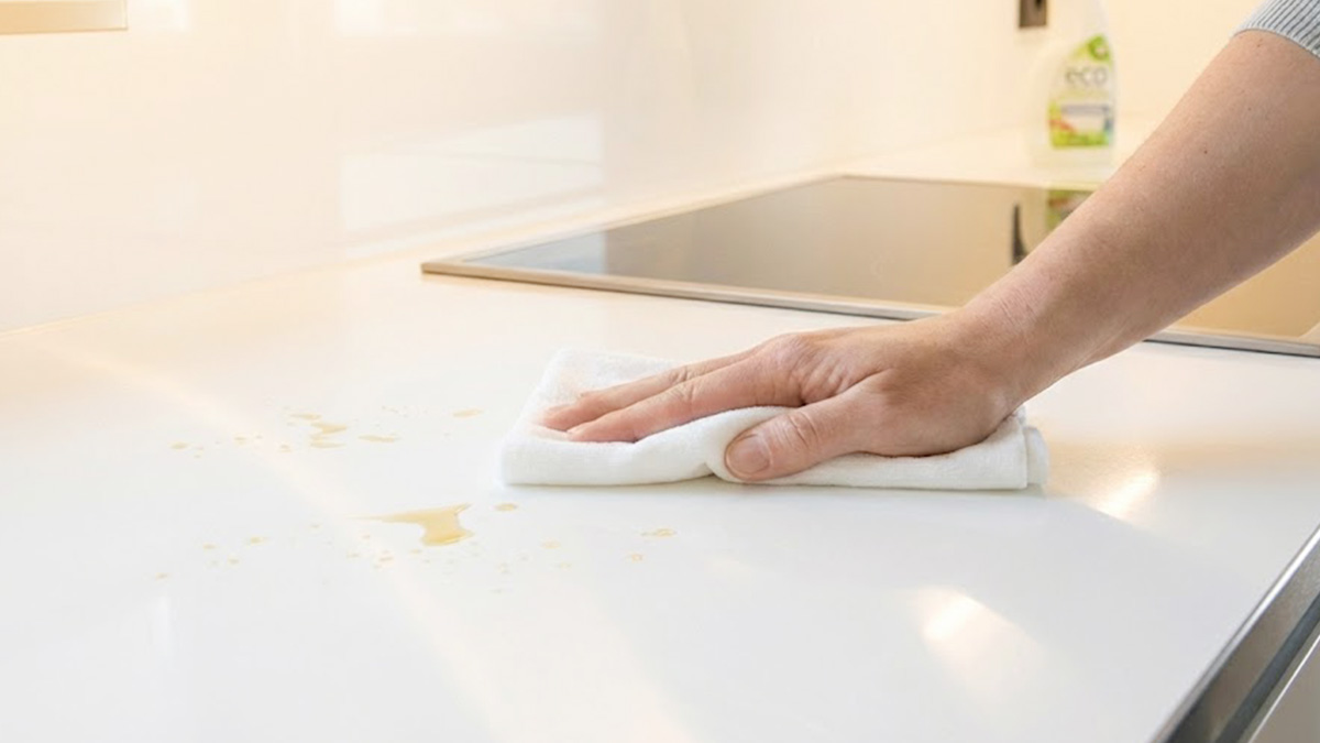 キッチンの油汚れを掃除しているイメージ